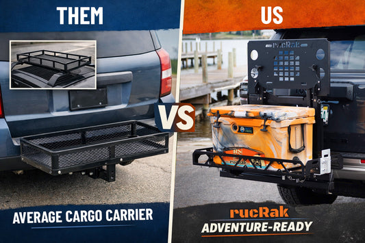 SUV comparing an average cargo carrier with a rucrak cargo carrier