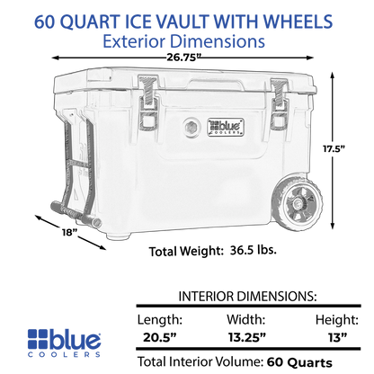 60 Quart Ice Vault Roto-Molded Cooler with Wheels - Promo
