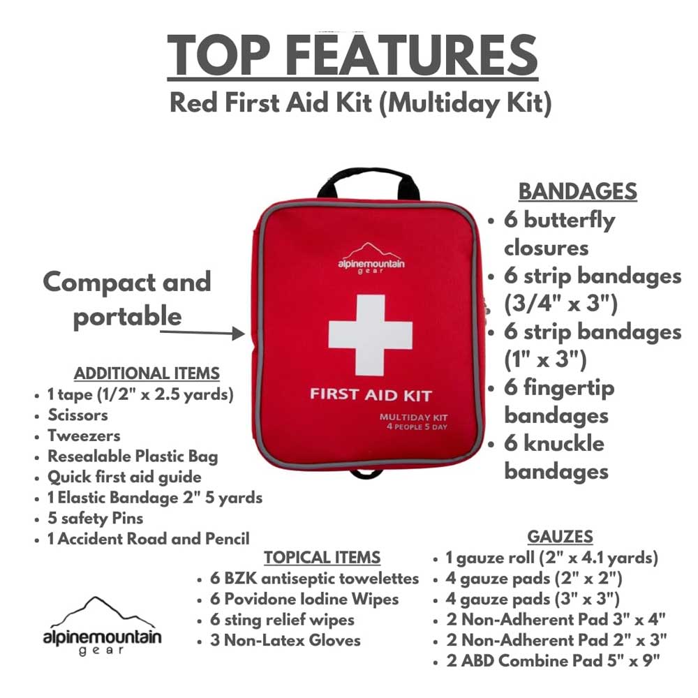 First Aid Kit - Compact Emergency Medical Kit with Bandages, Gauze, and More