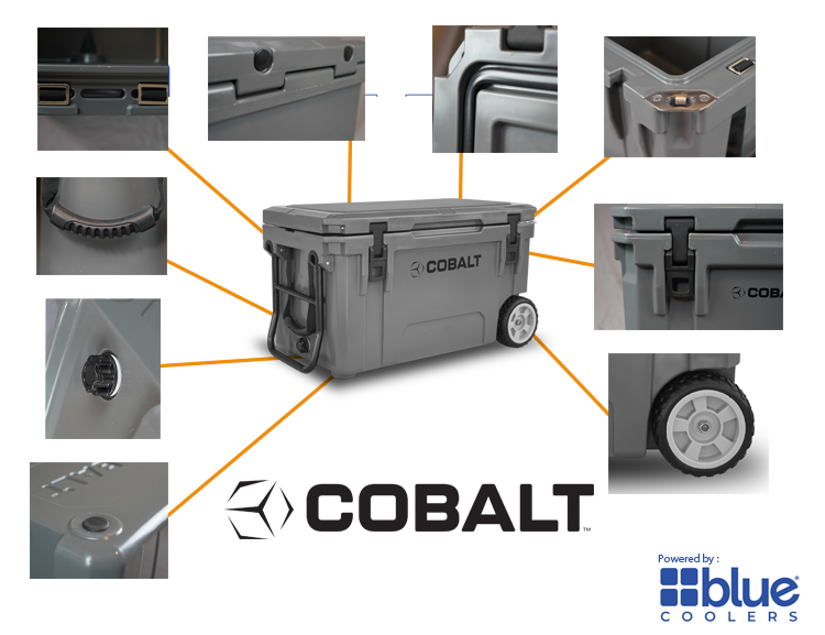 Cobalt 55 Quart with Wheels Roto-Molded Super Cooler - Promo