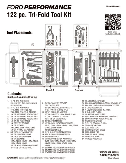 122-Piece Ford Performance Tri-fold Tool Kit