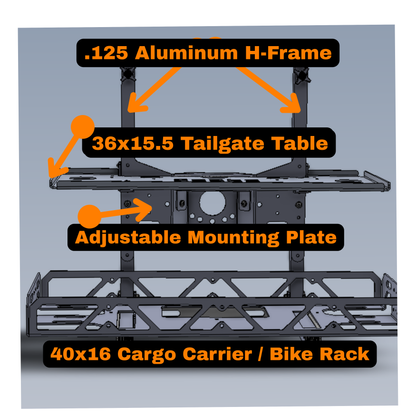 Jeep Wrangler TJ (1987-2006) Cargo Carrier, Bike Rack & Tailgate Table | rucRak GRUNT