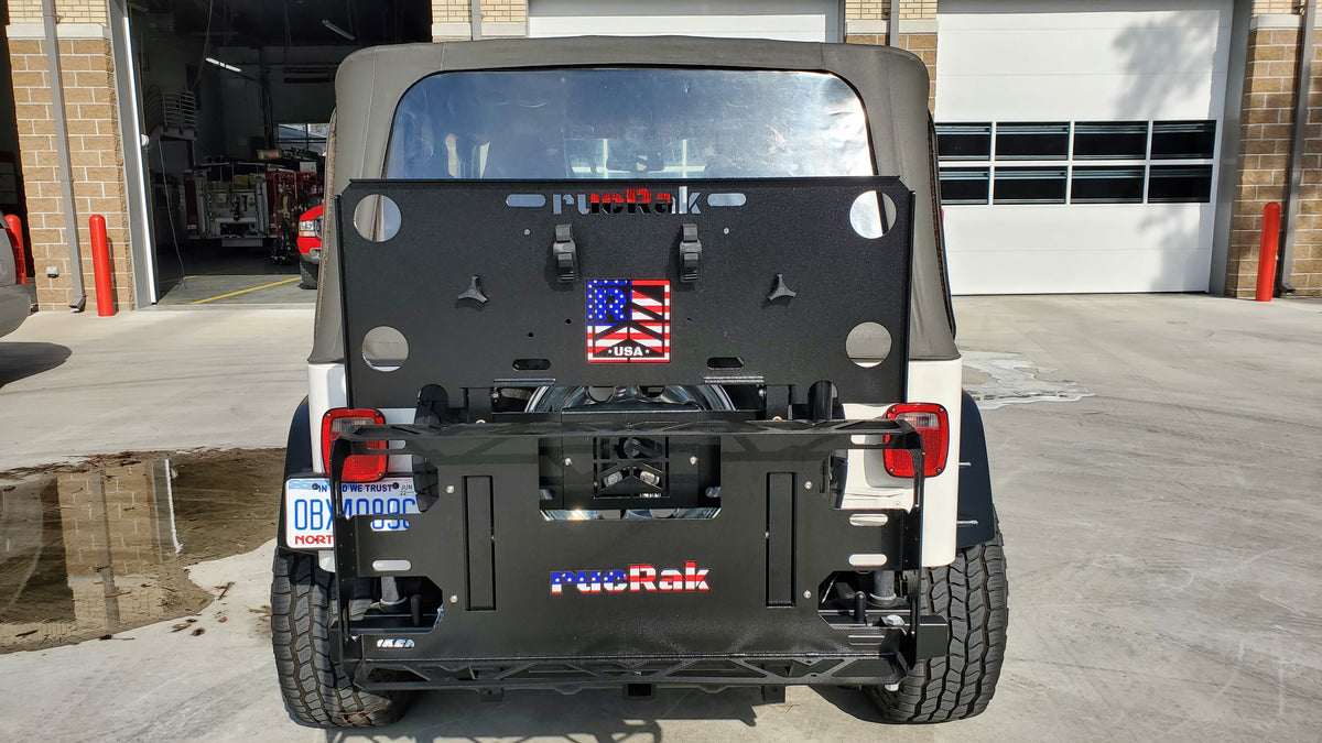 Jeep Wrangler TJ (1987-2006) Cargo Carrier, Bike Rack & Tailgate Table | rucRak GRUNT