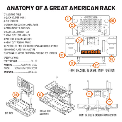 Ford Bronco (2021+) Cargo Carrier, Bike Rack & Tailgate Table - GRUNT