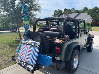 Jeep Wrangler TJ (1987-2006) Cargo Carrier, Bike Rack & Tailgate Table | rucRak GRUNT