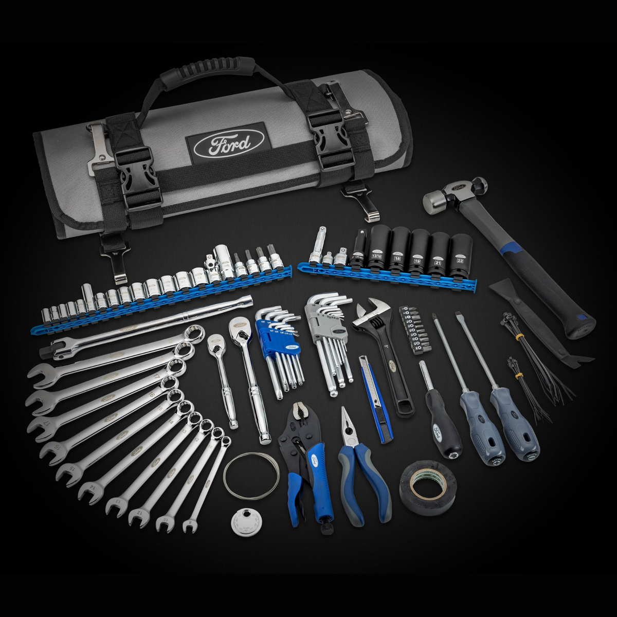 86-Piece Ford Branded Tool Roll Kit