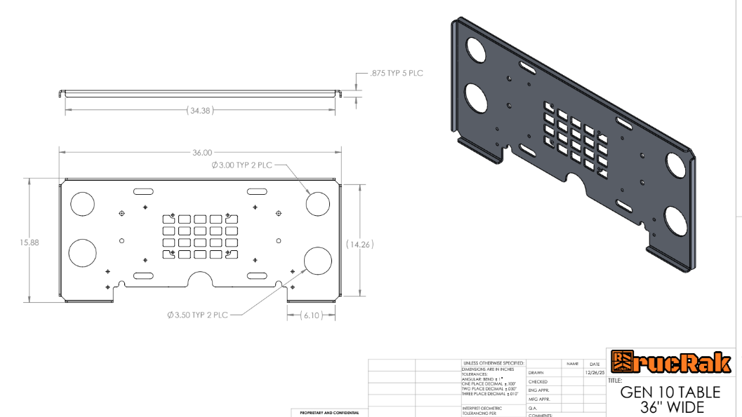 rucRak table drawing 